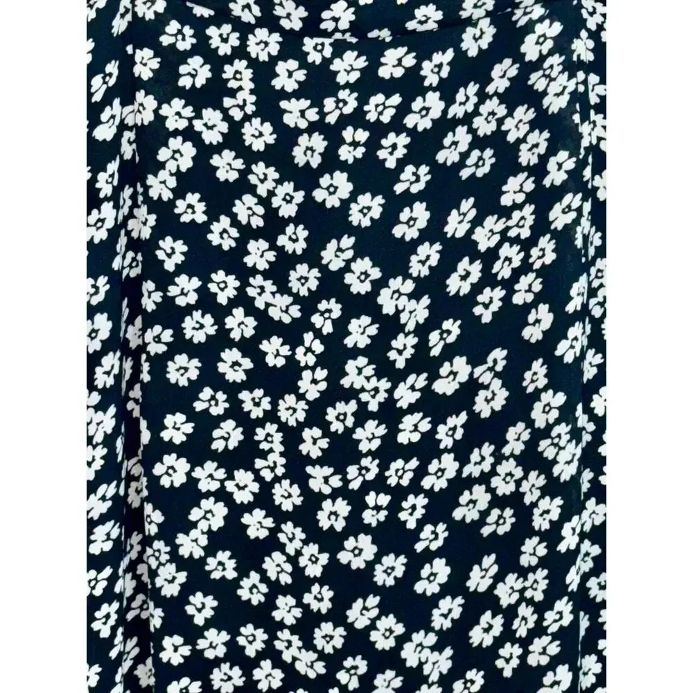 Abercrombie & Fitch Black White Floral Sleeveless Side Slit Maxi Dress Womens S
